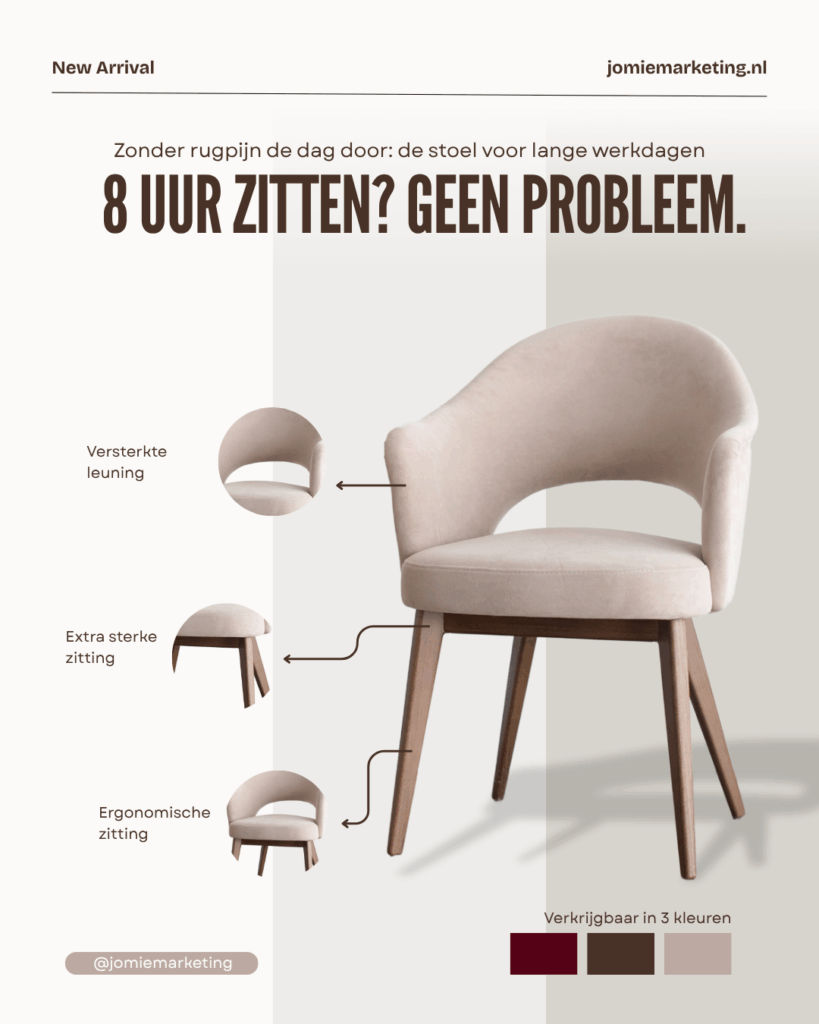 Meer verkopen door in te spelen op klantbehoefte – voorbeeld bureaustoel advertentie